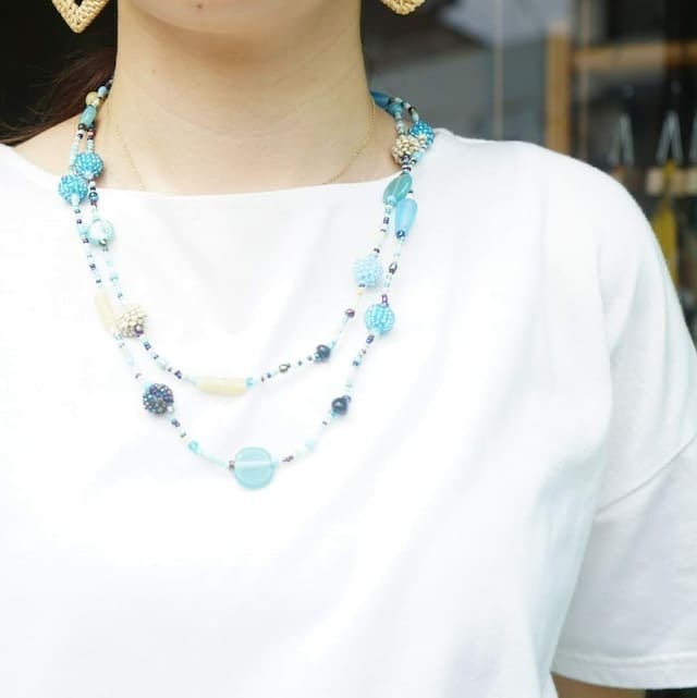 AMEdama necklace   luxu turquoise 3way  beads