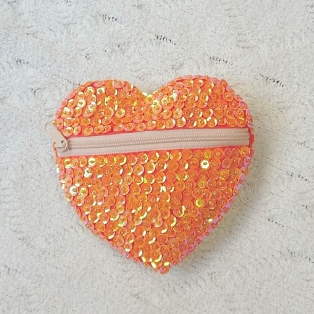 ?Happy Valentine? Jewelry スパンコールハートポーチ　オレンジ