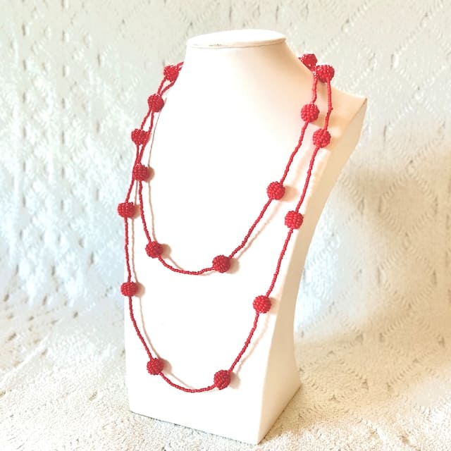 AMEdama necklace   simple red 3way  beads