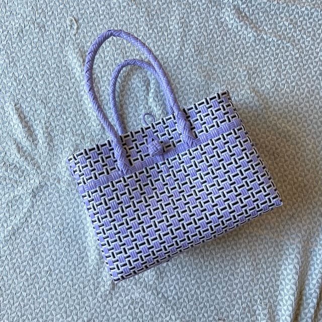 bijou bag横長S purple×blackツイード風