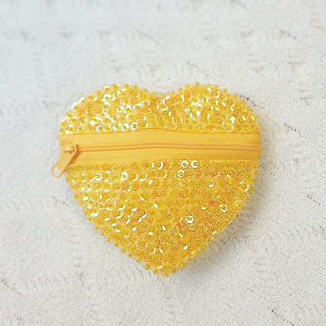 ?Happy Valentine? Jewelry スパンコールハートポーチ　イエロー