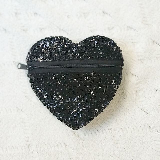 ?Happy Valentine? Jewelry スパンコールハートポーチ　ブラック