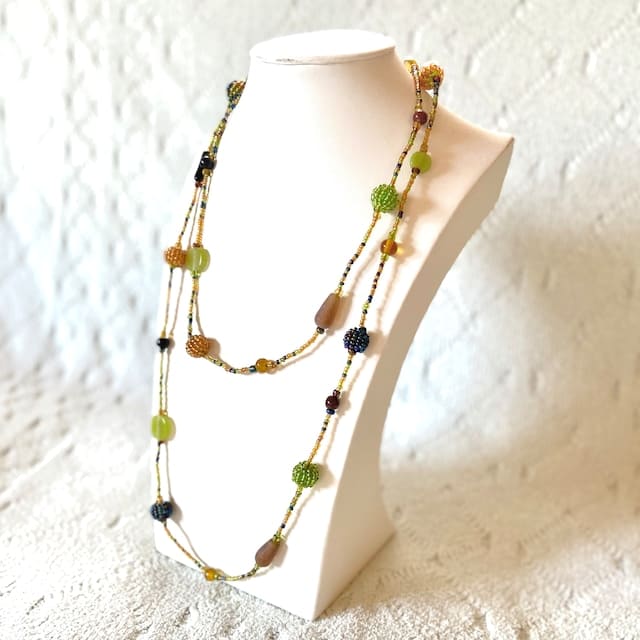 AMEdama necklace   luxu light green 3way  beads