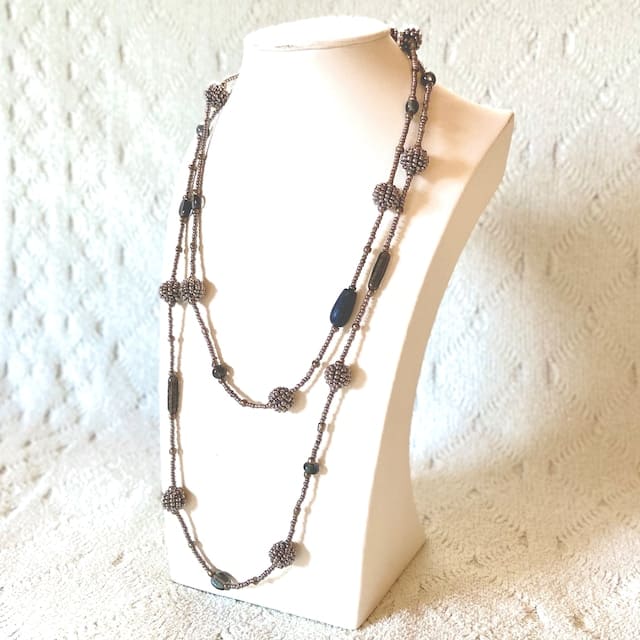 AMEdama necklace   luxu silver 3way  beads