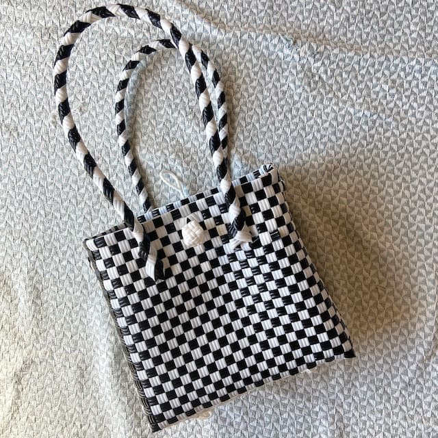 bijou bag縦長XS checker monotone