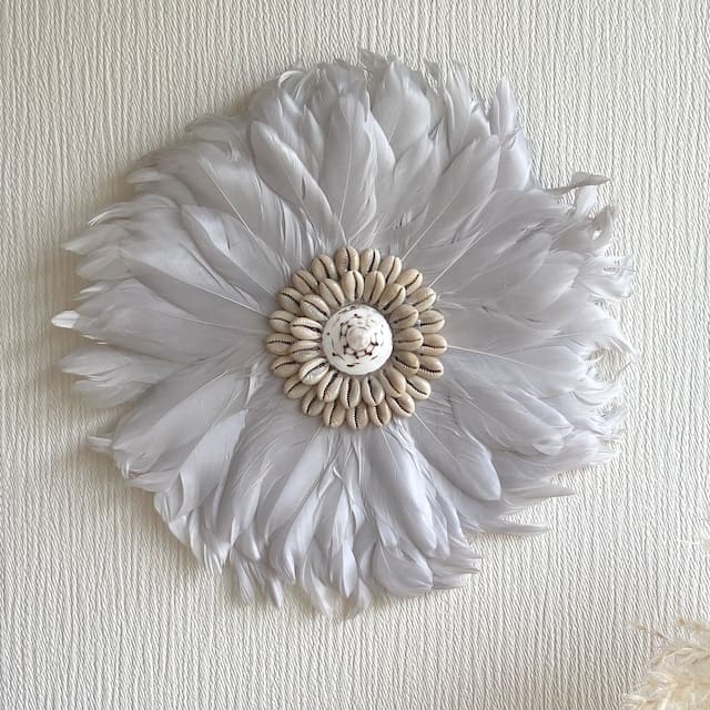 boho flower wall hanging 20㌢　shiny silver