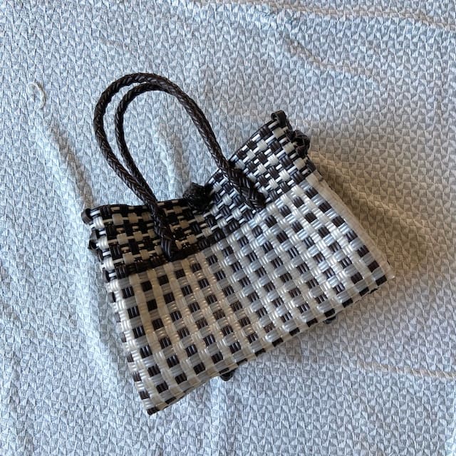 bijou bag横長S brown×shinyperl
