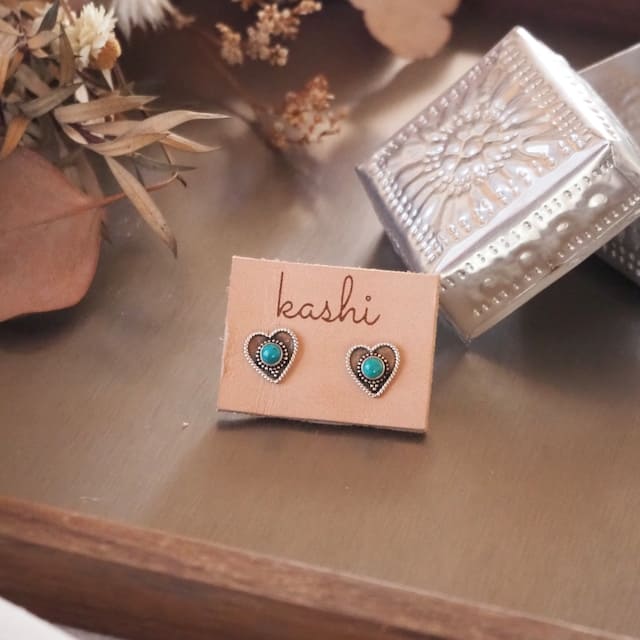 ?LuUna silver?　heart  turquoise  silver925ピアス